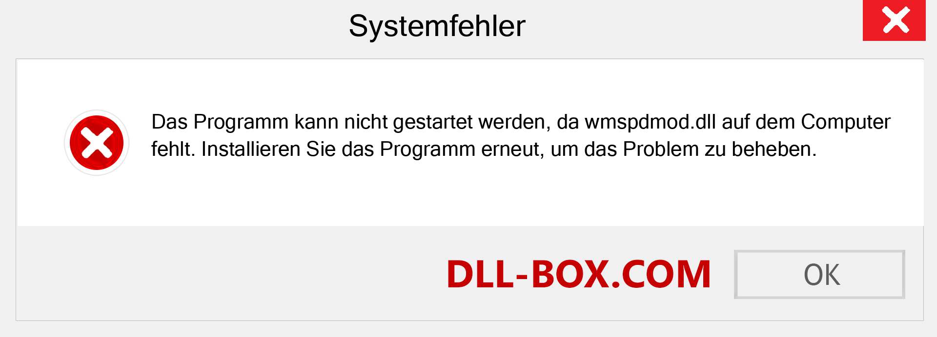 wmspdmod.dll-Datei fehlt?. Download für Windows 7, 8, 10 - Fix wmspdmod dll Missing Error unter Windows, Fotos, Bildern